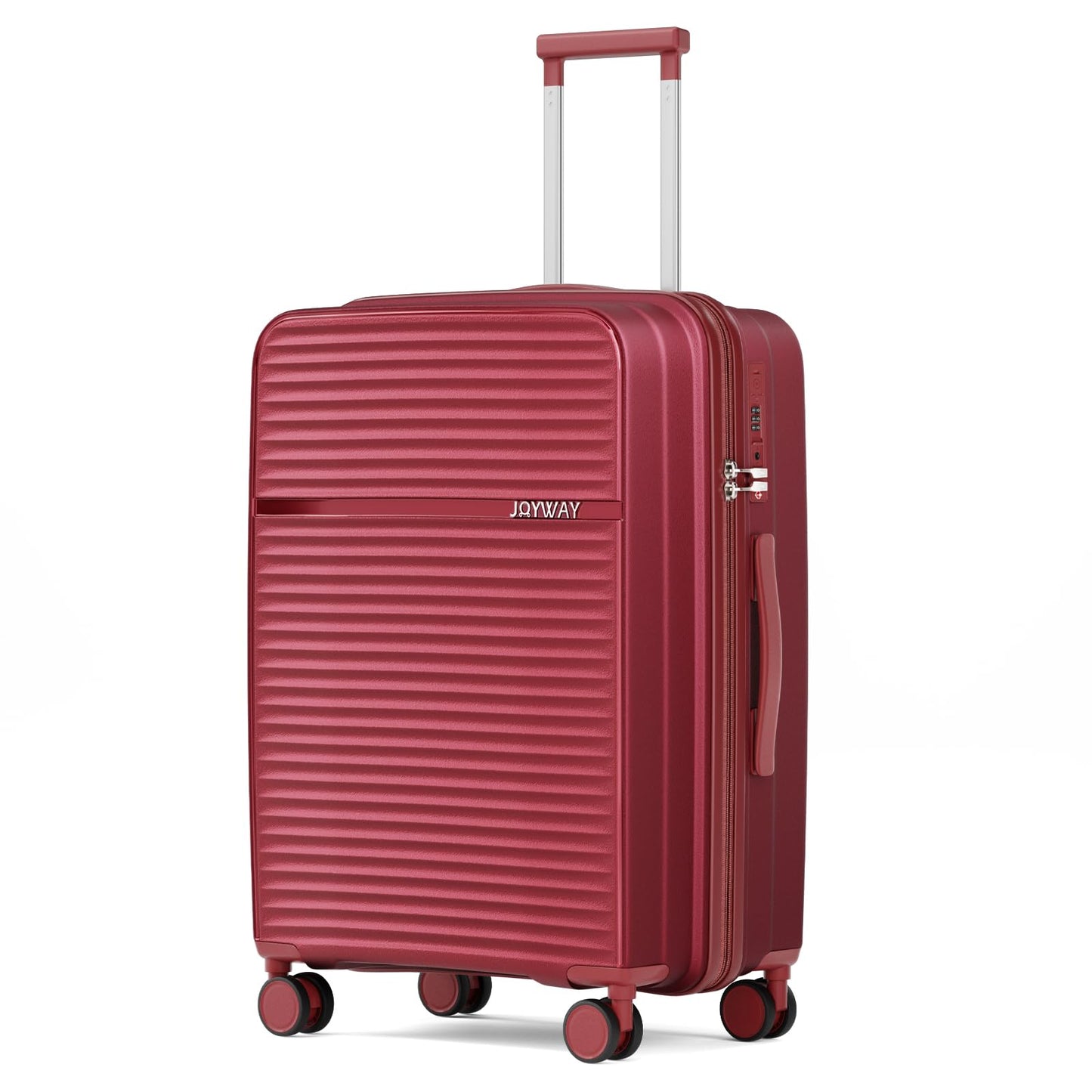 Dluxe Ave. 24 Inch Checked Luggage/ PP Hardside/ Double Spinner Wheels/ TSA Lock and USB Port/ Red