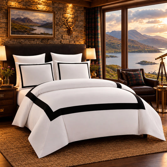 Dluxe Ave. (QUEEN) 3Pcs Hotel {Duvet Cover} Set/ Black & White
