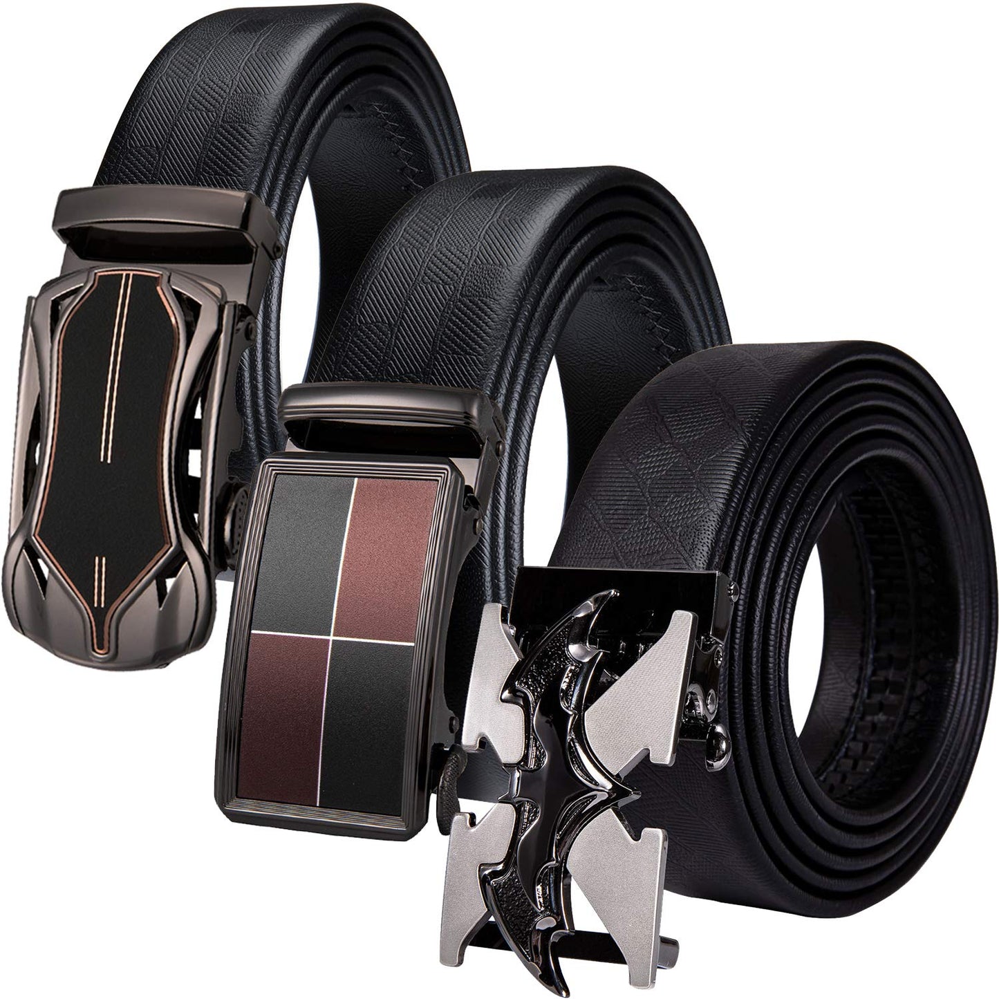 Dluxe Ave. Mens 3 Buckles Genuine Leather Slide Strap/ Replacement 35mm