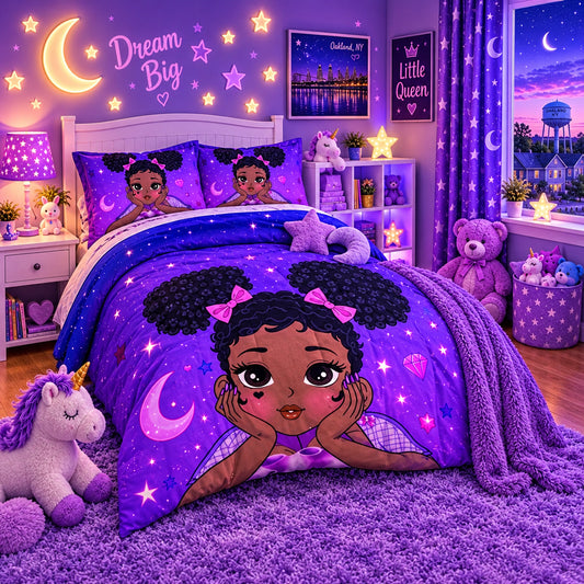 Dluxe Ave. (QUEEN) 3 Pcs Comforter and Bedding Set/ Purple