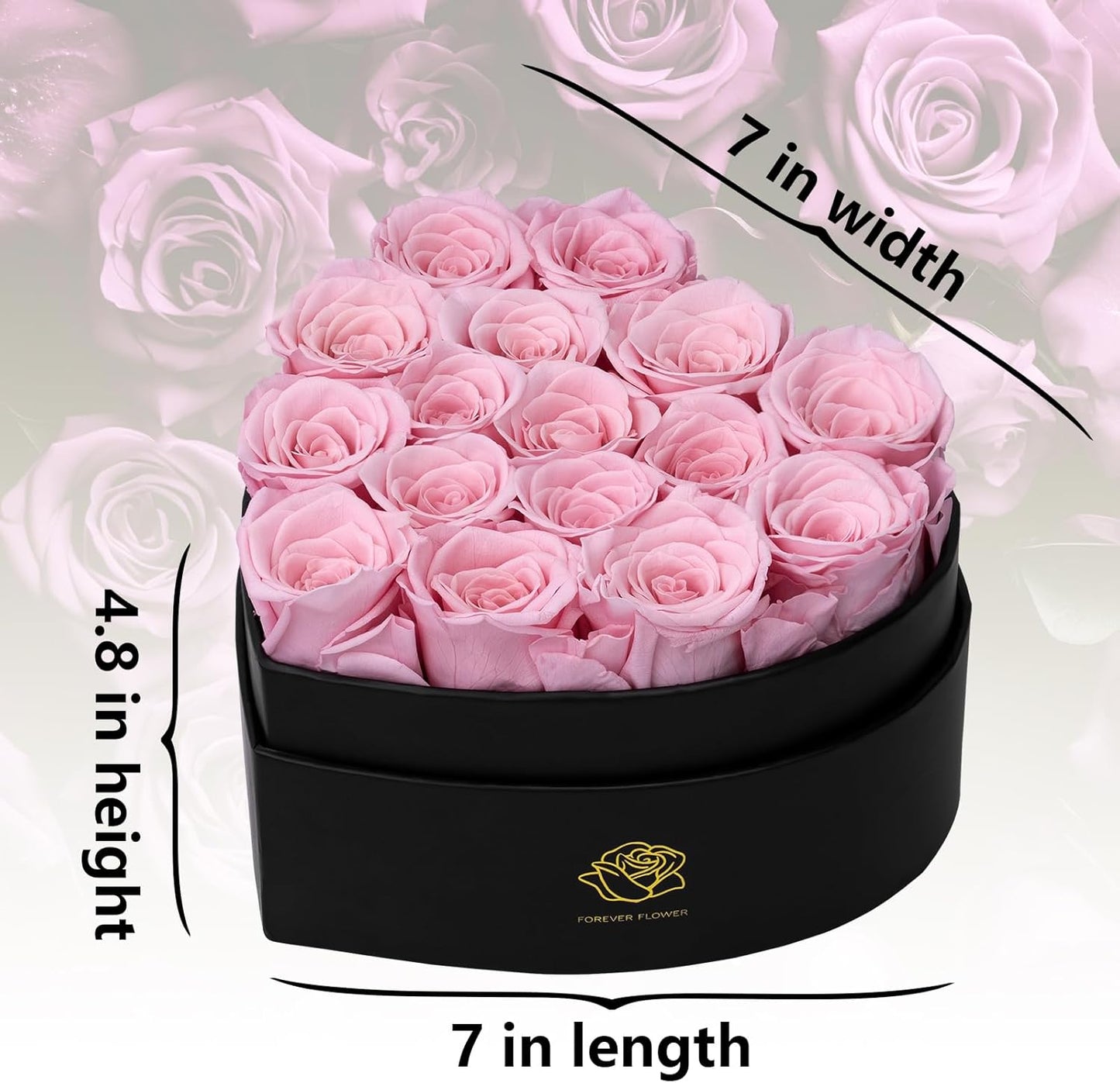 Dluxe Ave. Luxury Preserved Roses/ 16-Piece/ Heart-Shaped Box – Pink(OUT OF STOCK)
