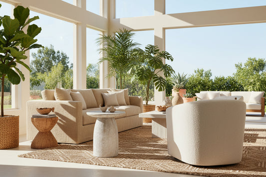 Modern Round Corner Side Table with Imitation Travertine Finish