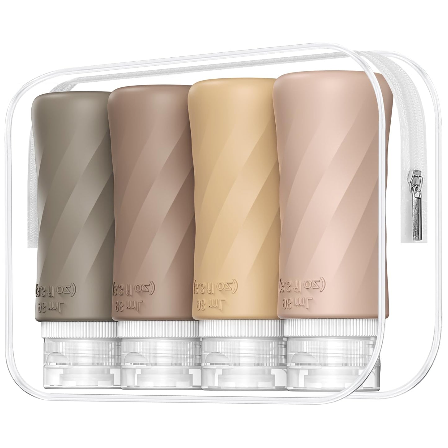 Dluxe Ave. Travel Bottles for Toiletries/ TSA Approved/ 3.3oz Portable/ BPA Free Leak Proof/ Squeezable Silicone/ 4 Pack