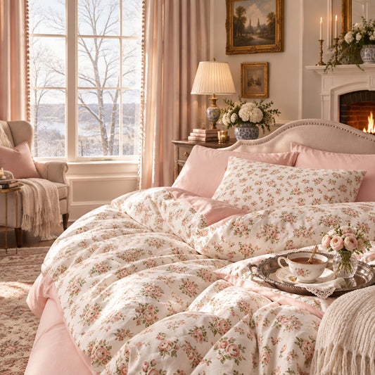 Dluxe Ave. (QUEEN) Floral Comforter Set 3 Pieces