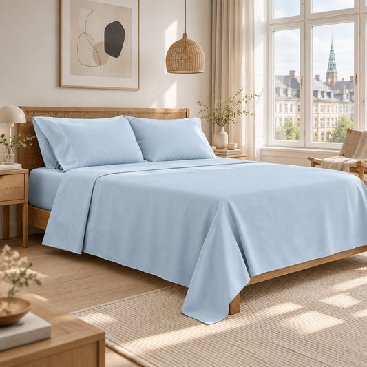 Dluxe Ave. (KING) 4 Pcs Egyptian Cotton Sheet Set/ 1200 Thread Count/ Light Blue