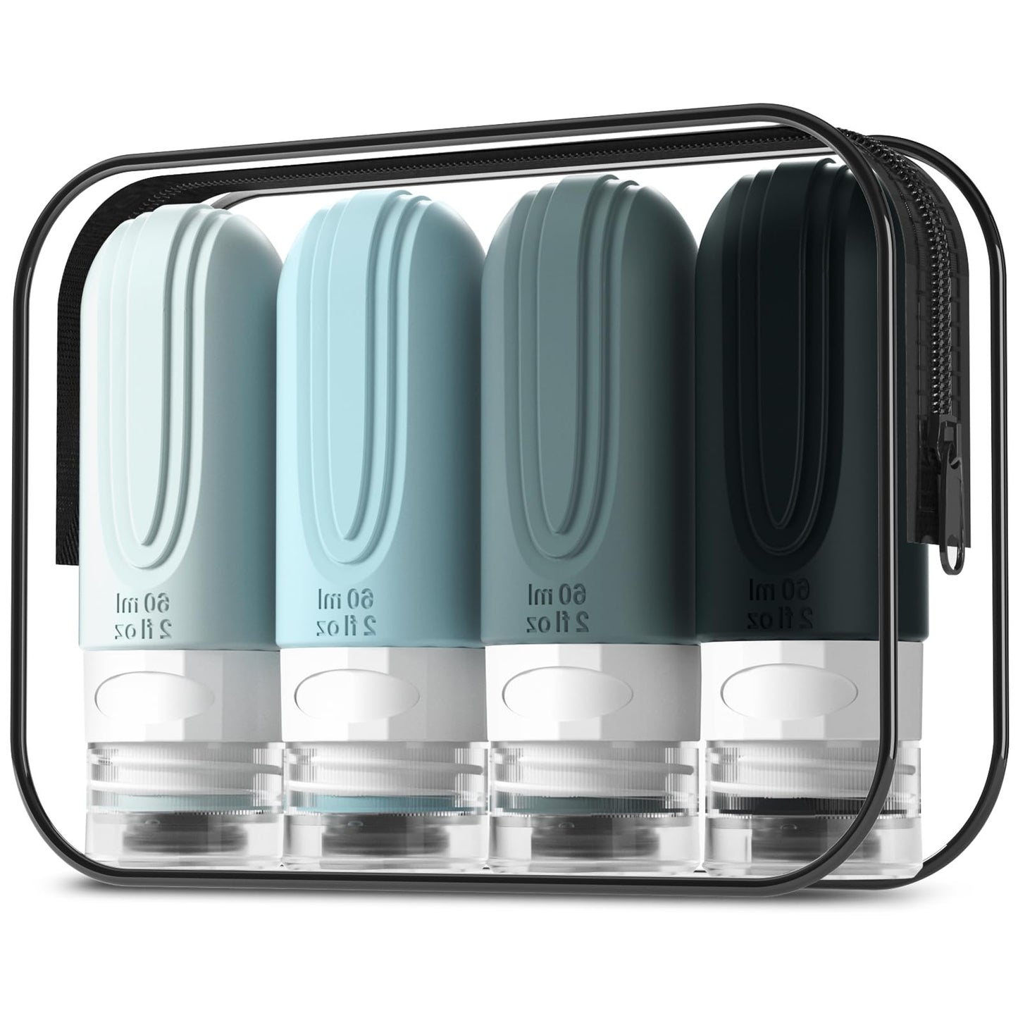 Dluxe Ave. Travel Bottles for Toiletries/ TSA Approved/ 2oz Travel size Bottles/ BPA Free/ 4 Pack