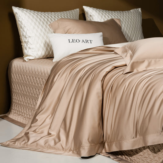 Dluxe Ave. Luxury Tencel Cotton Brushed Bed Cover Set/ One Flat Sheet Two Pillowcases {One Duvet Cover}