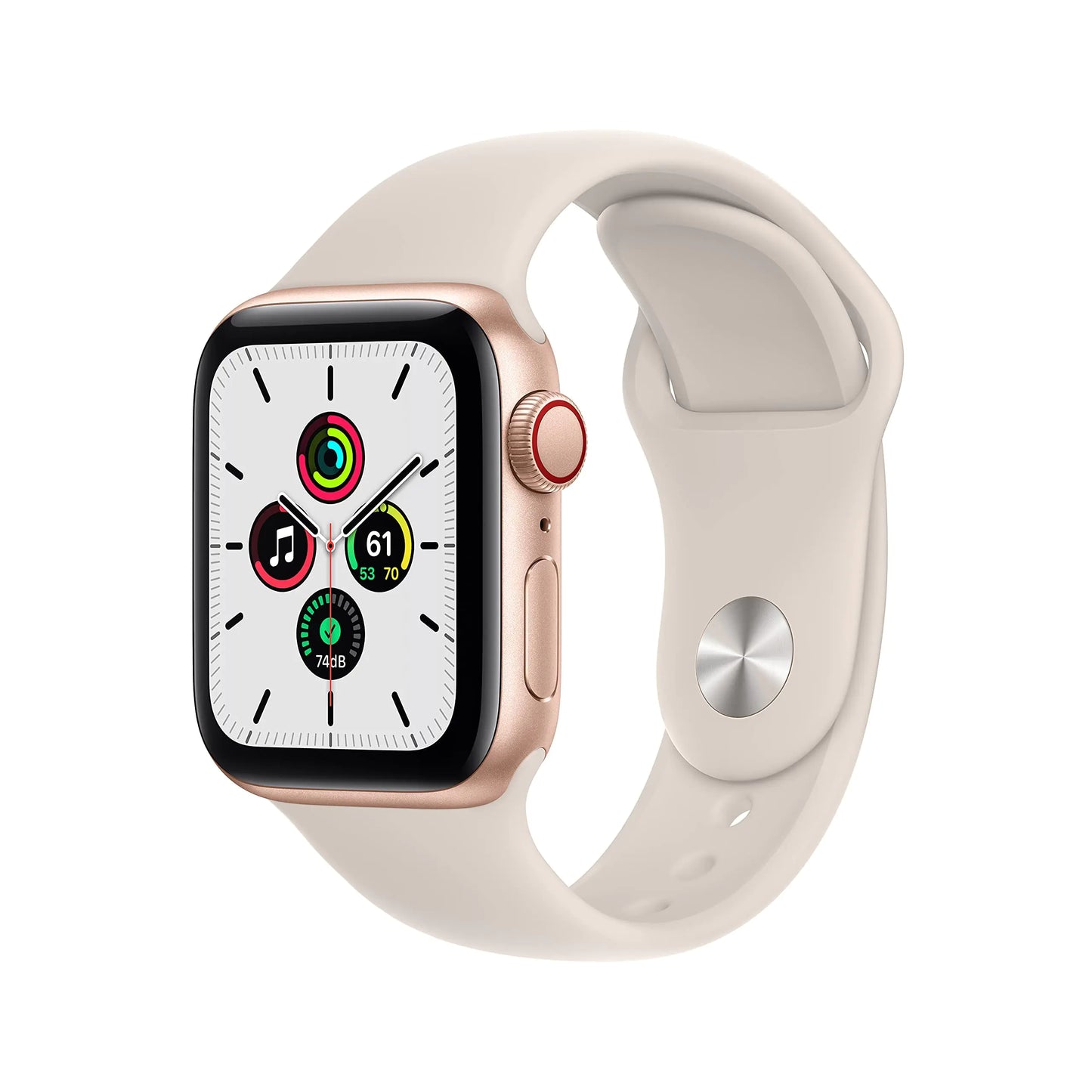 Dluxe Ave. Apple Watch SE 40mm GPS + Cellular Gold Aluminum Case - Starlight Sport Band (Renewed)