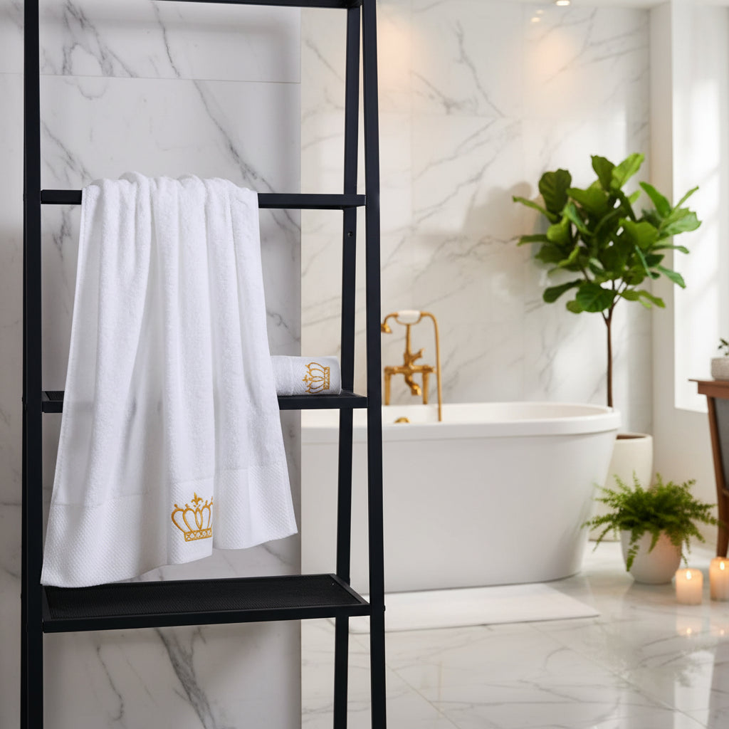 Dluxe Ave. Hotel Quality Cotton Towels with Satin Embroidery