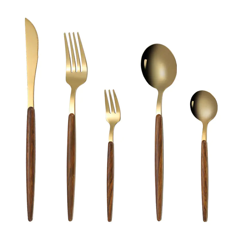 Dluxe Ave. Stainless Steel Cutlery Set with Wooden Handles