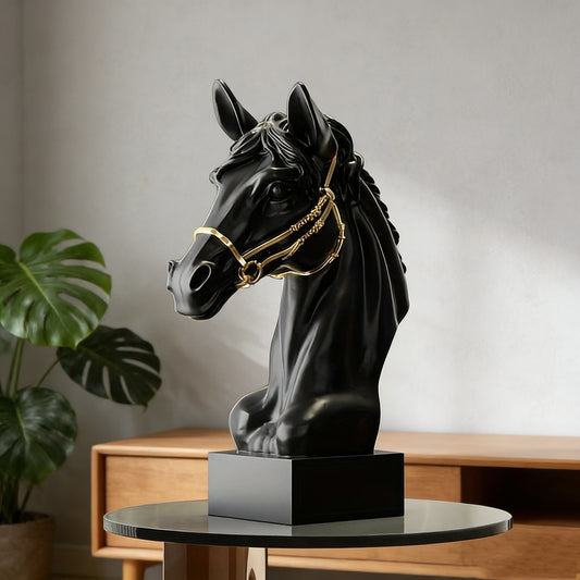 Simulated horse head sculpture