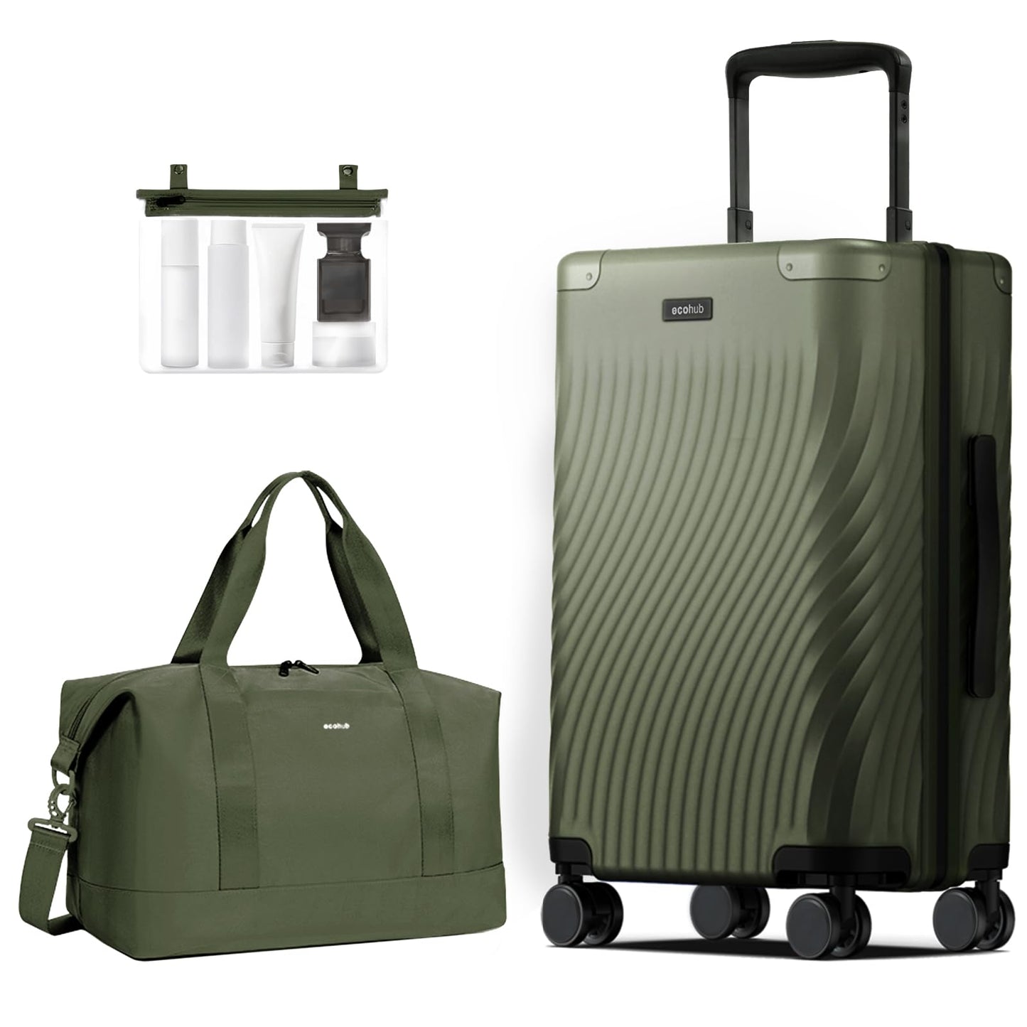 Dluxe Ave. Hardside Expandable Carry On/Recycled PC/ 20" Spinning Wheels/ 22x14x9/ TSA Lock/20inch Carry-on (Green)