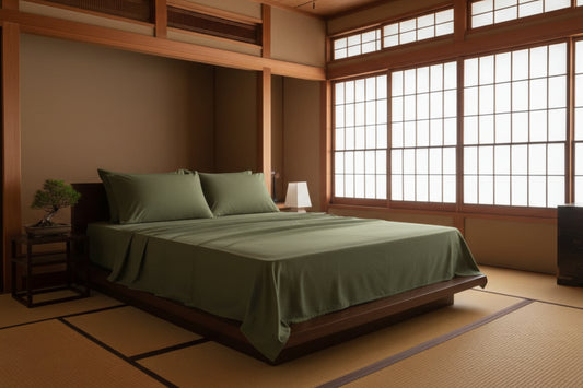 Dluxe Ave. (CALI./ KING) 4 Pcs 400 Thread Count Cotton Sheet Set, 100% Cotton, Sage Green