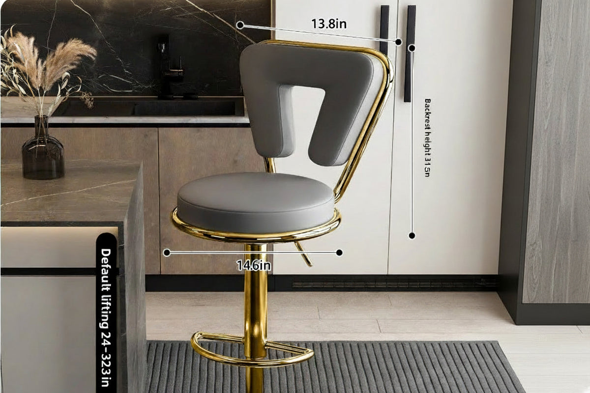 Dluxe Ave. Adjustable Height Bar Stool with Backrest