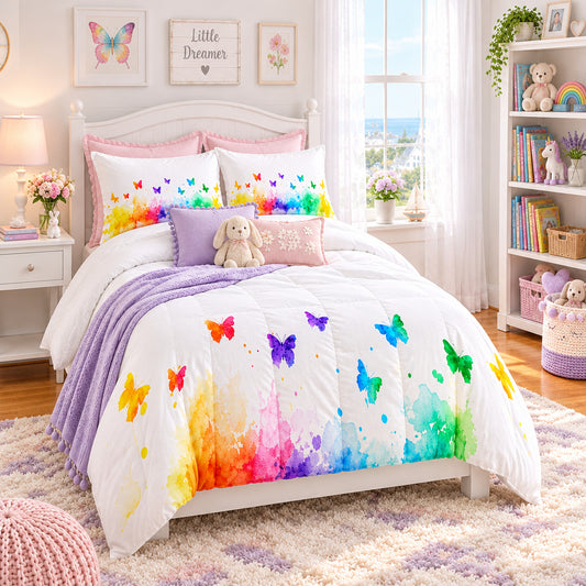 Dluxe Ave. (QUEEN) 3Pcs Comforter and Bedding Set/ Multi- Color