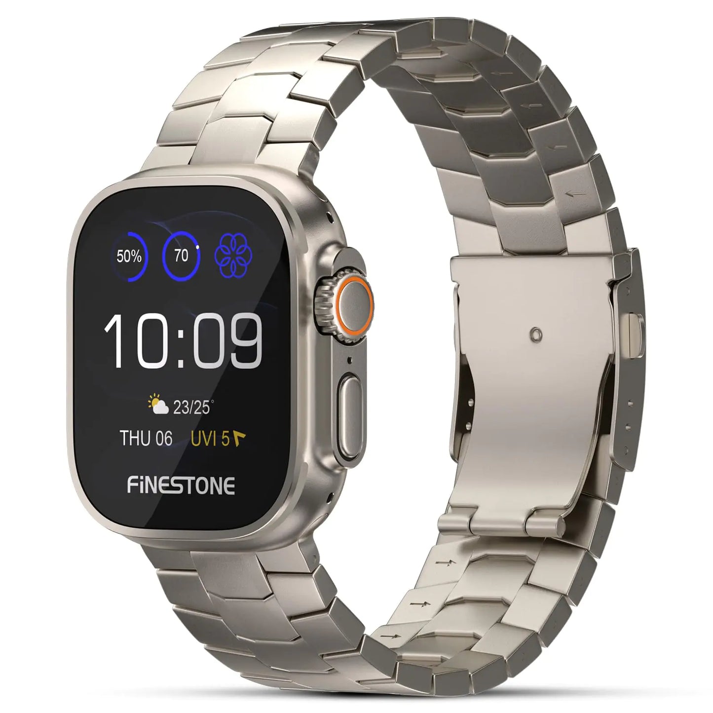 Dluxe Ave. FiNESTONE Titanium Band for Apple Watch ULTRA & ULTRA 2: 49mm Adjustable Titanium Apple Watch Band - Lightweight Strap for iWatch Apple Watch ULTRA 2 & ULTRA (49mm)