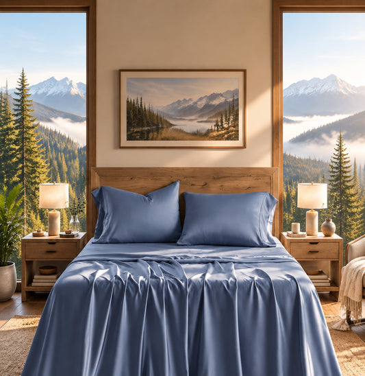 Dluxe Ave. (QUEEN) 4 Pcs Tencel Sheet Set/ Stormy Blue