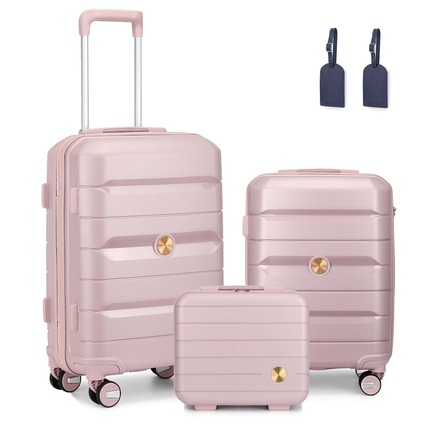 Dluxe. Ave. Luggage Sets 3 Pcs/ Hard Shell Polypropylene/ TSA Lock/ Spinner Wheels/ Nude Pink