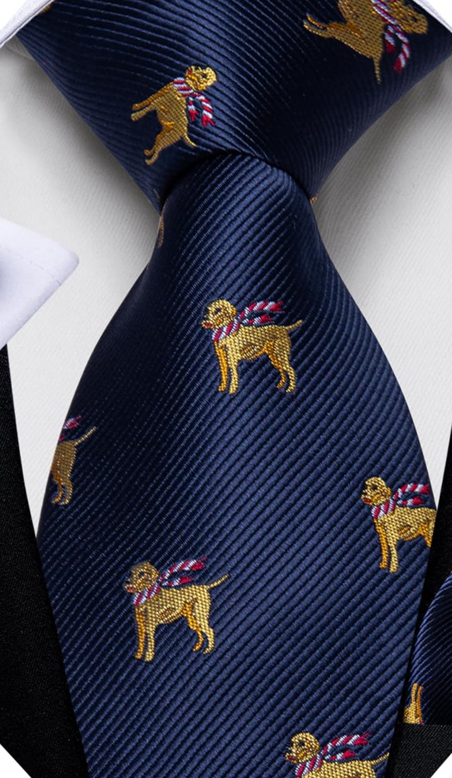 Dluxe Ave. Mens Navy Blue Tie and Pocket Square Set