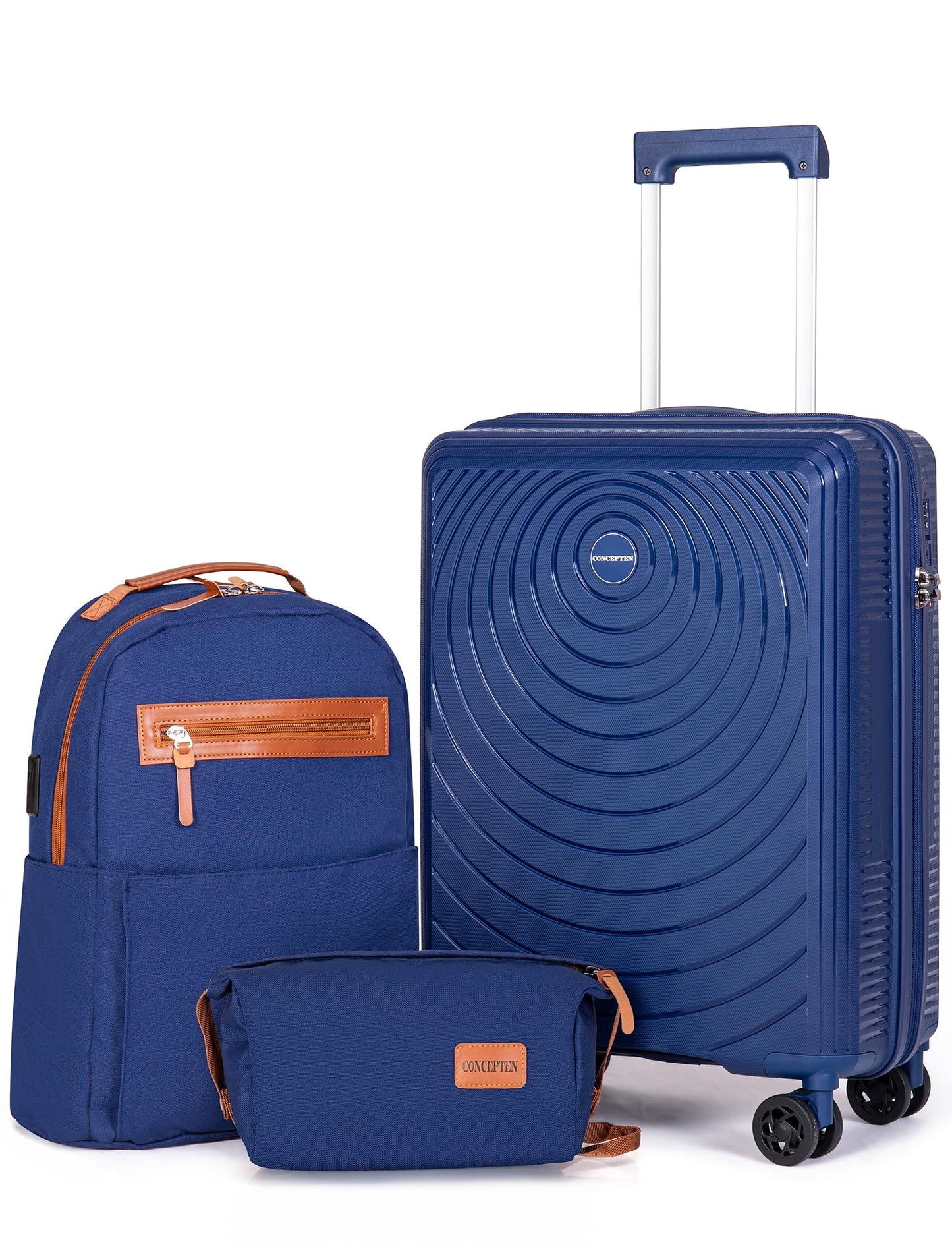 Dluxe Ave. Carry On Luggage Airline Approved/ 20-inch Soft shell/ Spinning Wheels/TSA Lock (Blue) 22x14x9