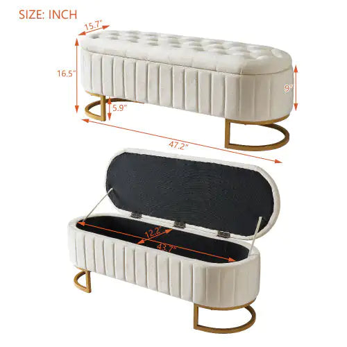 Dluxe Ave. Elegant Fabric Velvet Storage Footstool