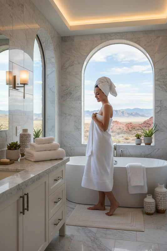 Dluxe Ave. Cotton Spa Robe and Thick Skin-Friendly Towels