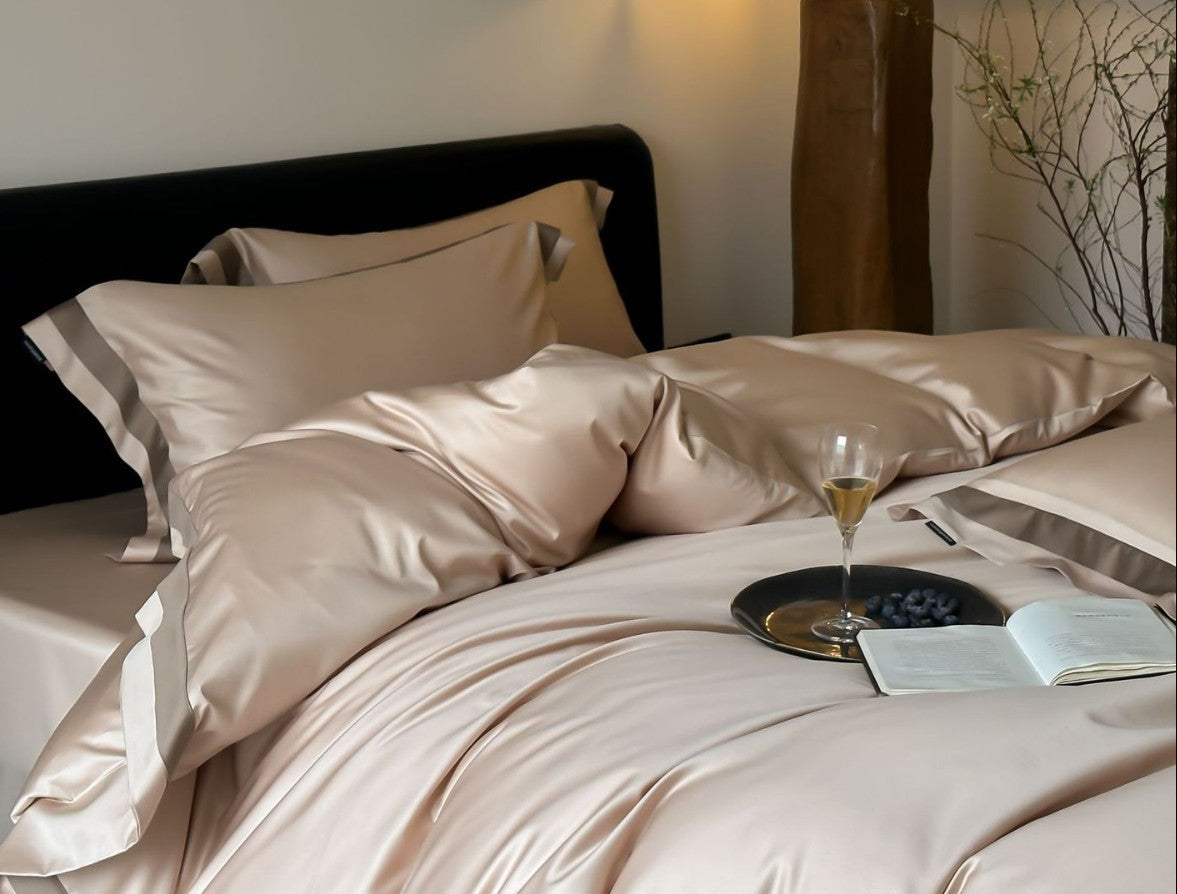 Dluxe Ave. Luxury Tencel Cotton Bed Sheet Set/ One Flat sheet Two Pillowcases {One Duvet cover}