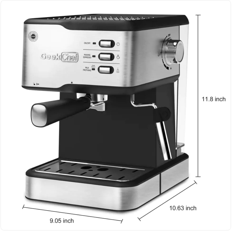 Dluxe Ave. Geek Chef 20-Bar Espresso Machine with Milk Frother