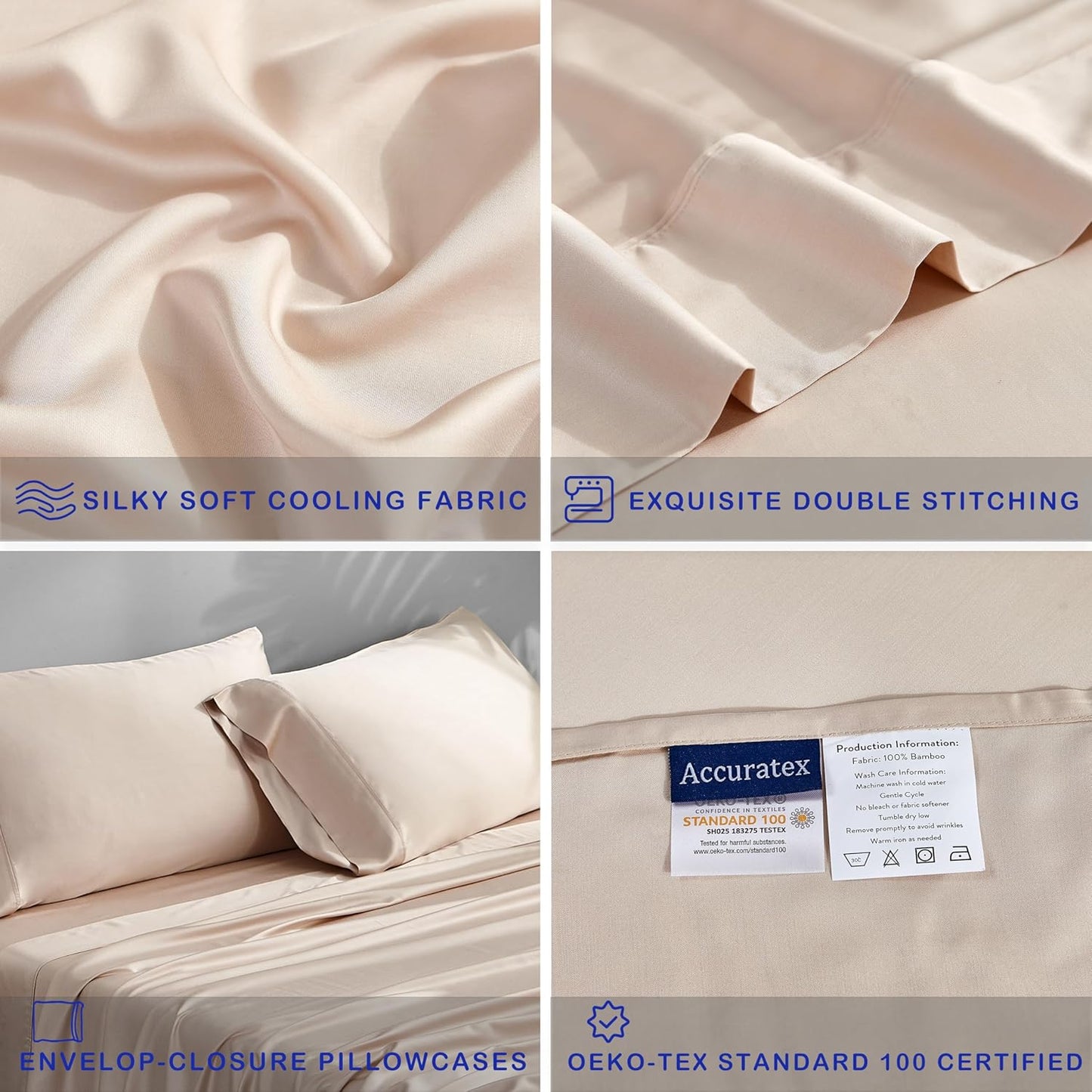 Dluxe Ave. ( TWIN ) 3 Pcs Cooling Sheet Set, 16 inches Deep Pocket, Sand