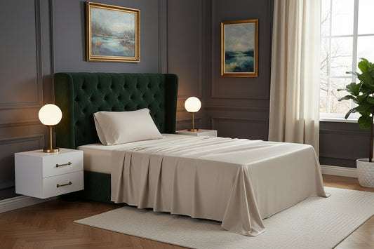 Dluxe Ave. (TWIN) 3 Pcs Cooling Sheet Set, 16 inches Deep Pocket, Sand
