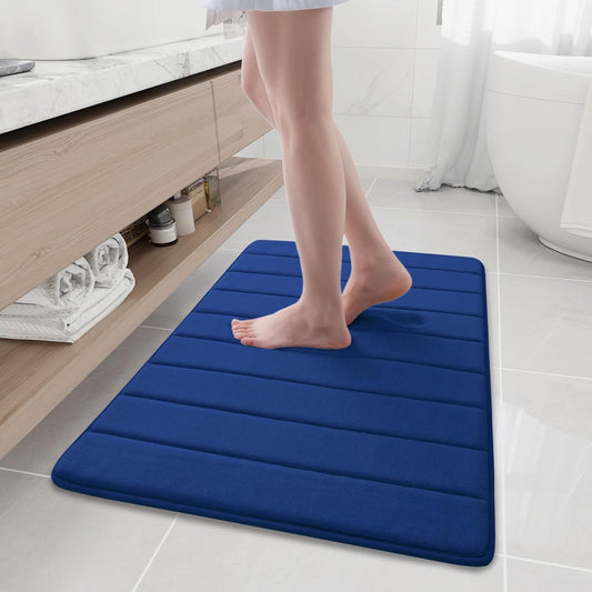 Dluxe Ave. Memory Foam Bathroom Rugs, Set of 3 (Dark Blue)