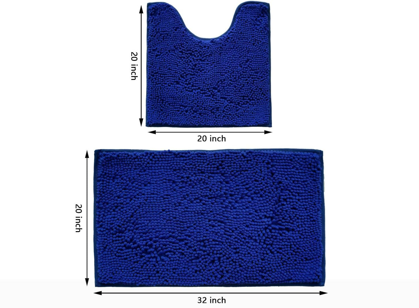 Dluxe Ave. Bathroom Rugs 3 Piece Set/ Super Absorbent/ Strong PVC,/ Non Slip Backing (Royal Blue)