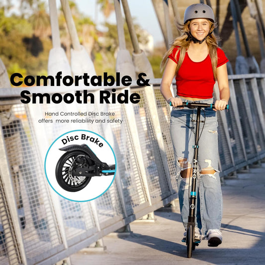 Dluxe Ave. Two Wheels Kick Scooter for Big Kids Ages 8-12 Teens and Adults/ Non-Electric Scooters/ Max 250 lbs Foldable