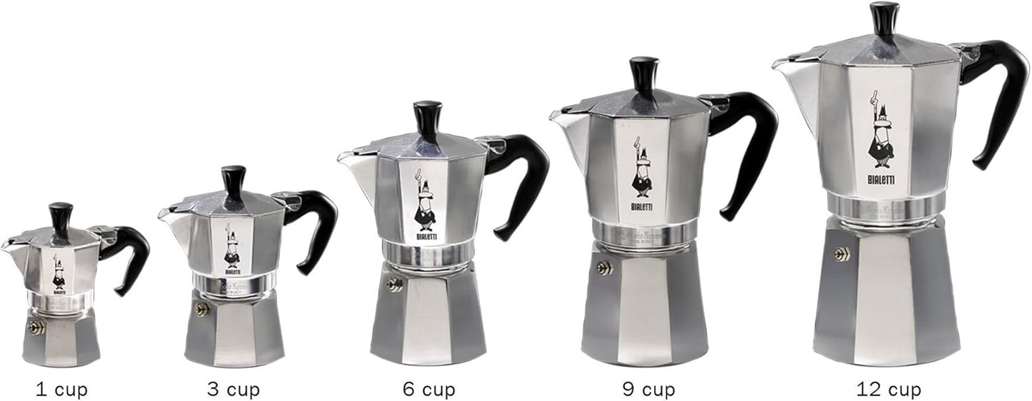 Dluxe Ave. Iconic Stovetop Espresso Maker/ Italian Coffee/ 3 Cups (4.3 Oz - 130 Ml) Silver