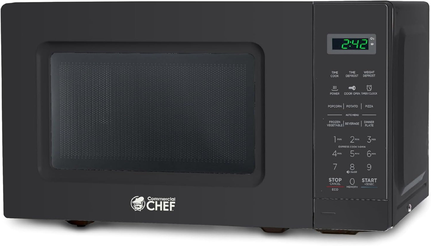Dluxe Ave. 0.7 Cubic Foot Microwave with 10 Power Levels, Small Microwave with Pull Handle, Black
