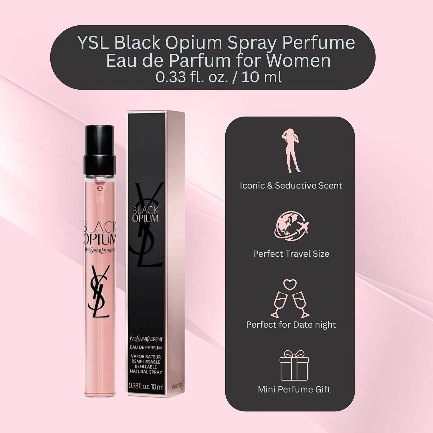 Dluxe Ave. Yves Saint Laurent Black Opium Eau De Parfum Spray for Women .33 oz.