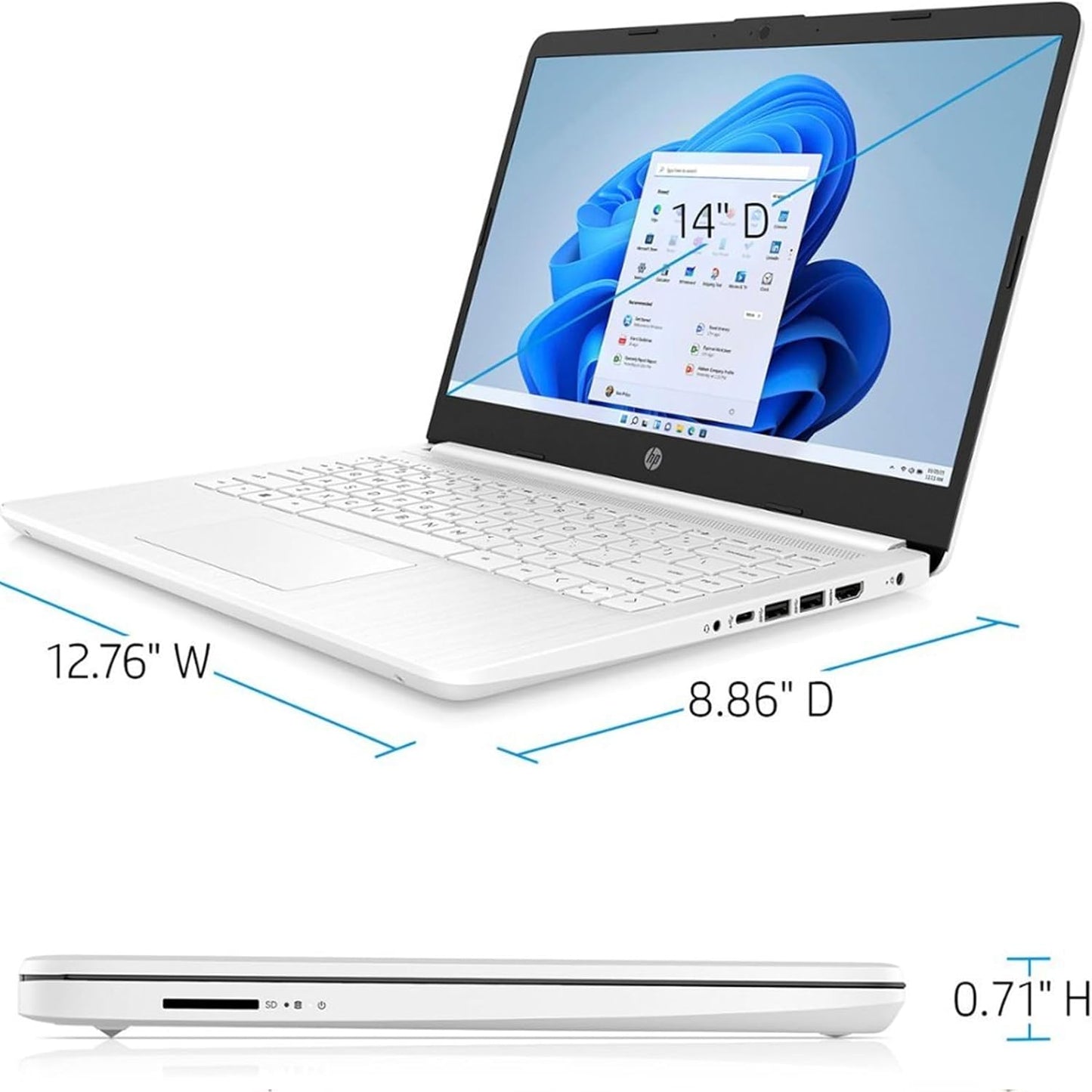 Dluxe Ave. HP 14" Laptop Ultra Light 16GB RAM320GB Storage(64GB eMMC+256GB Micro SD)