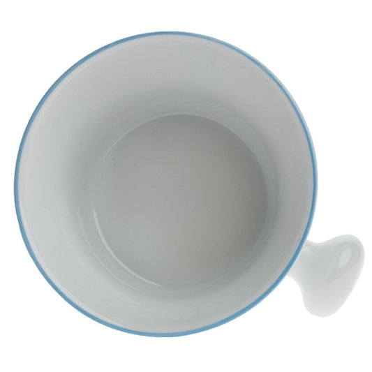 Dluxe Ave. Porcelain Shaving Mug for Lathering Hand-Painted Rim/ Light Blue