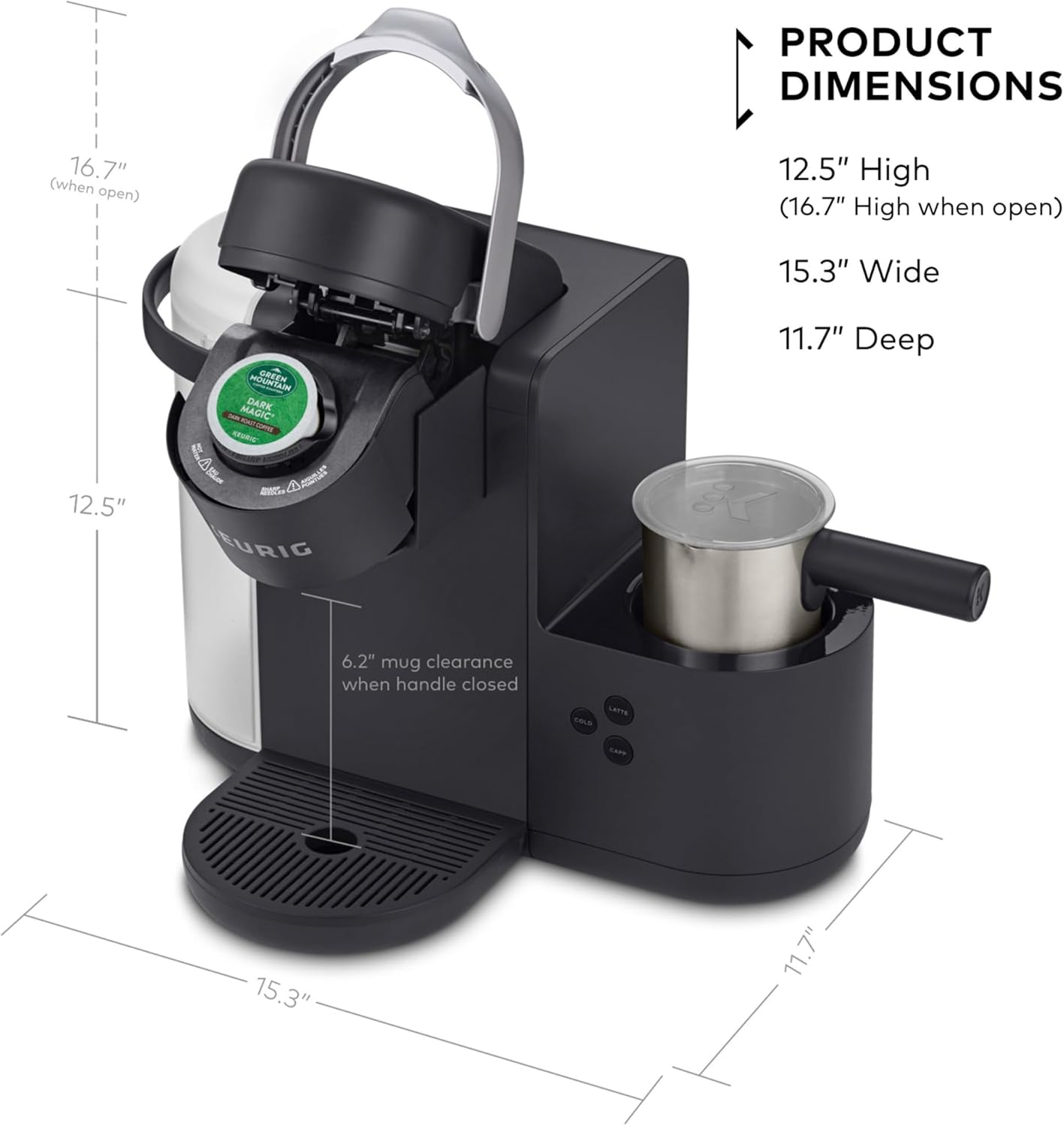 Dluxe Ave. Single Serve Coffee Latte and Cappuccino Maker/ Dark Charcoal