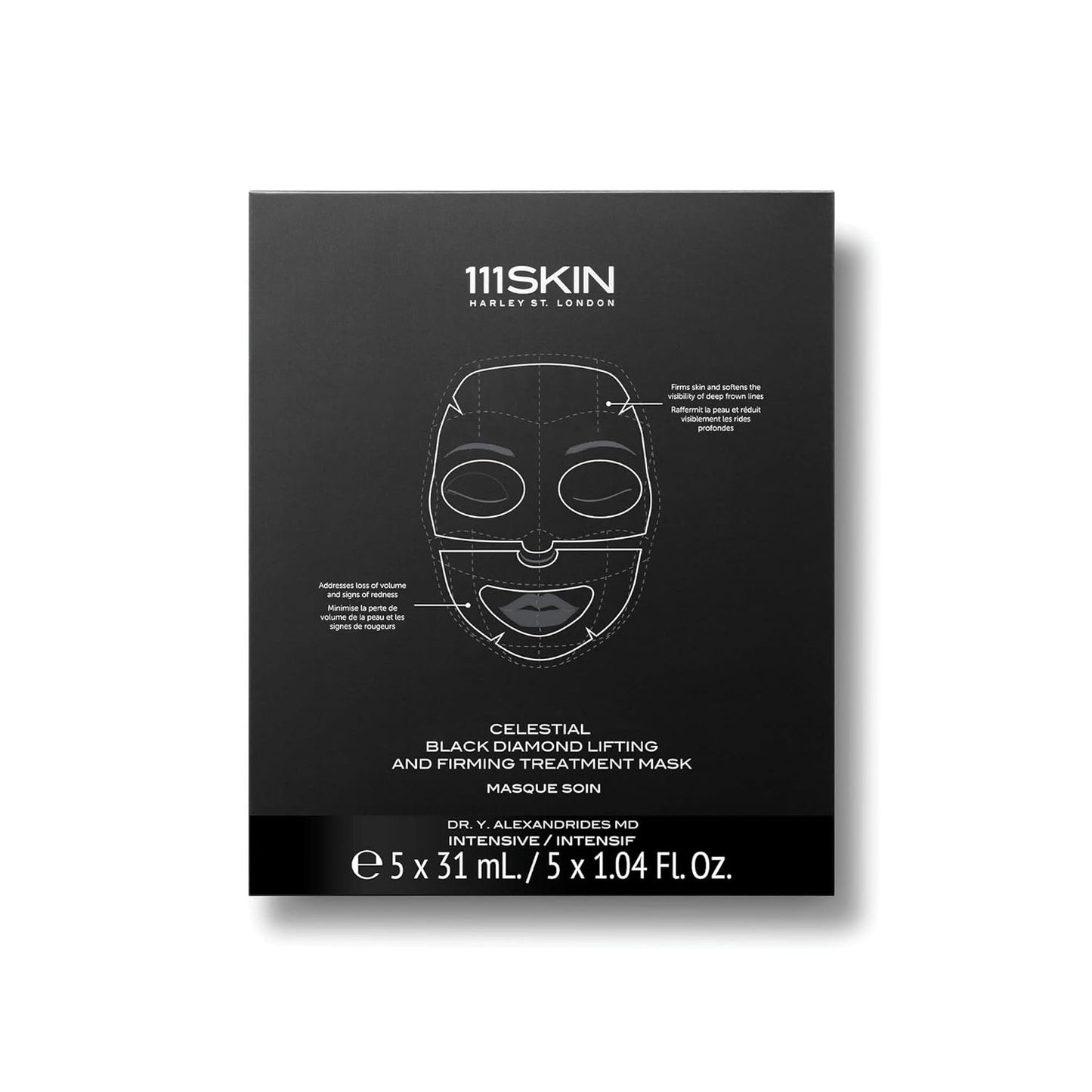 Dluxe Ave. 111SKIN Celestial Black Diamond Lifting and Firming Treatment Mask | Anti-Aging | Tone Tighten Retexturize Complexion | Set of 5 (2.5 oz each)