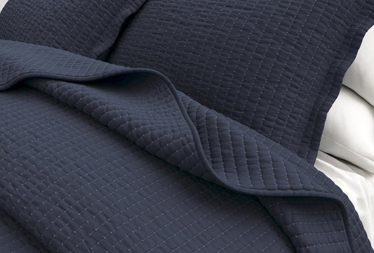 Dluxe Ave. (FULL/QUEEN ) 3-PieceQuilt Bedding Set, for All Seasons, Navy