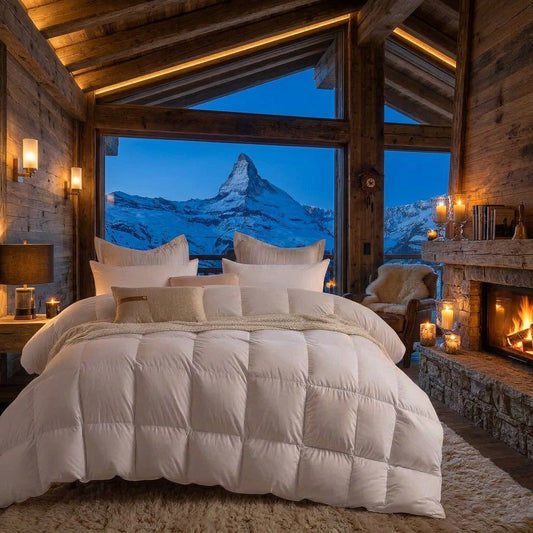 Dluxe Ave. (CALI./ KING) Goose Down Comforter Oversized/ 100% Cotton Shell Quilt/ 750 Fill 80oz Fill Weight/ White