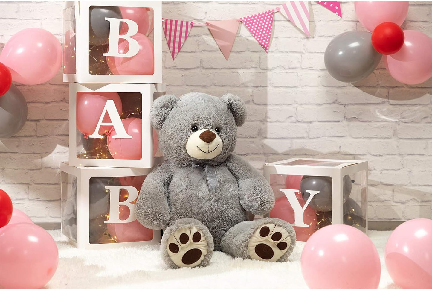 Dluxe Ave.Teddy Bear Stuffed Animal Plush Giant Teddy Bears with Footprints Big Bear 36 inch Gray