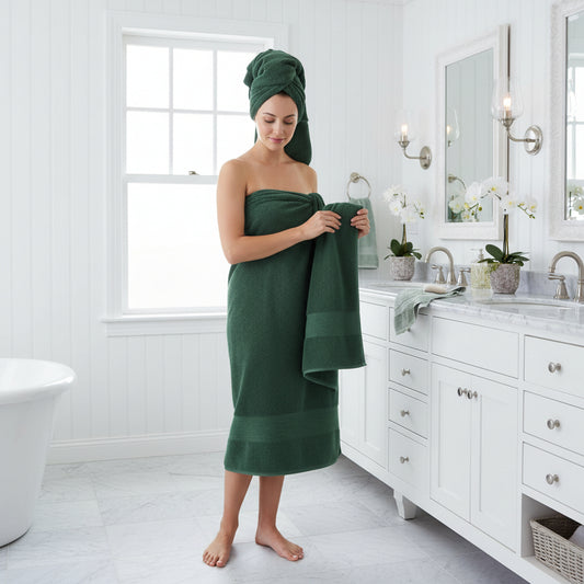 Dluxe Ave. 100% Ring Spun Cotton Luxury Bathroom Towels/ 6 Piece Set / Hunter Green