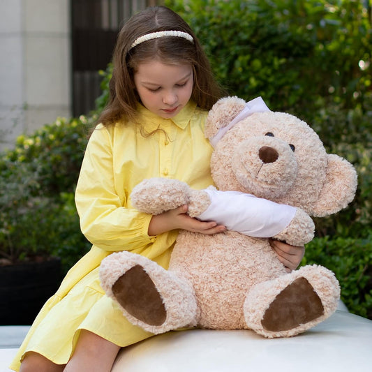 Dluxe Ave. Teddy Bear Stuffed Animal Get Well Soon Teddy Bear 25.6 Inch Big Speedy Recovery After Surgery Soft Bandage Plush Bear