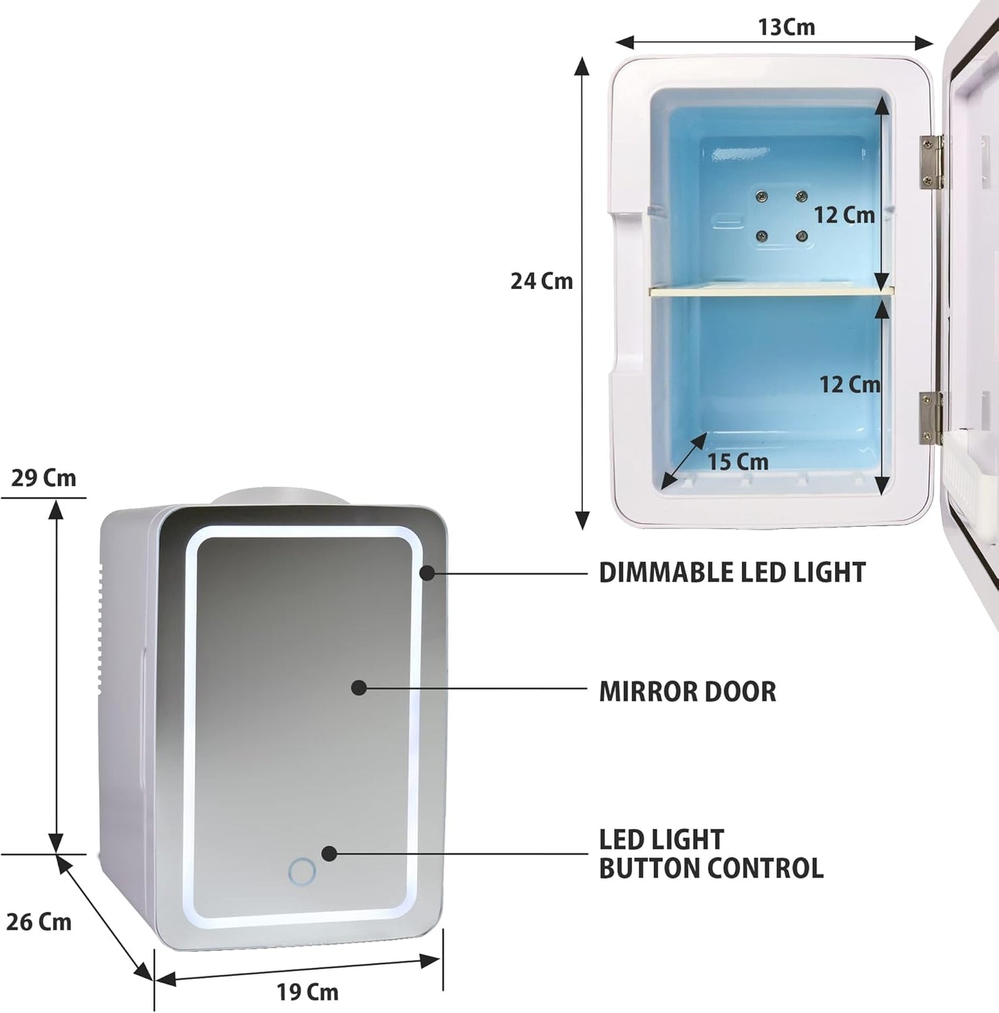 Dluxe Ave. Cosmetics Fridge w/Lighted Makeup Mirror