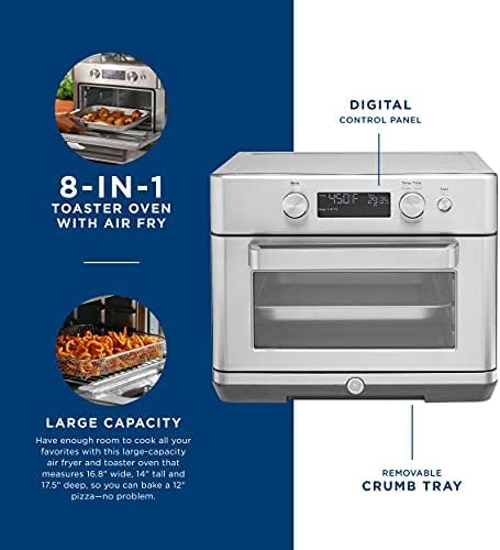 Dluxe Ave. Air Fryer Toaster Oven + Accessory Set | Convection Toaster with 8 Cook Modes | Large Capacity Oven Stainless Steel