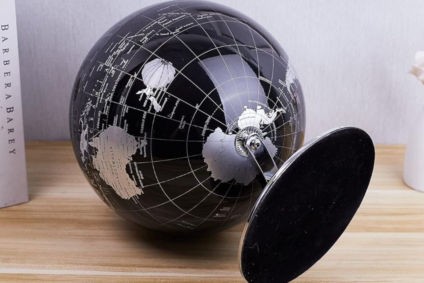 Dluxe Ave. Metallic World Globe Black, Desktop Decoration, Metallic Black (10-Inch)