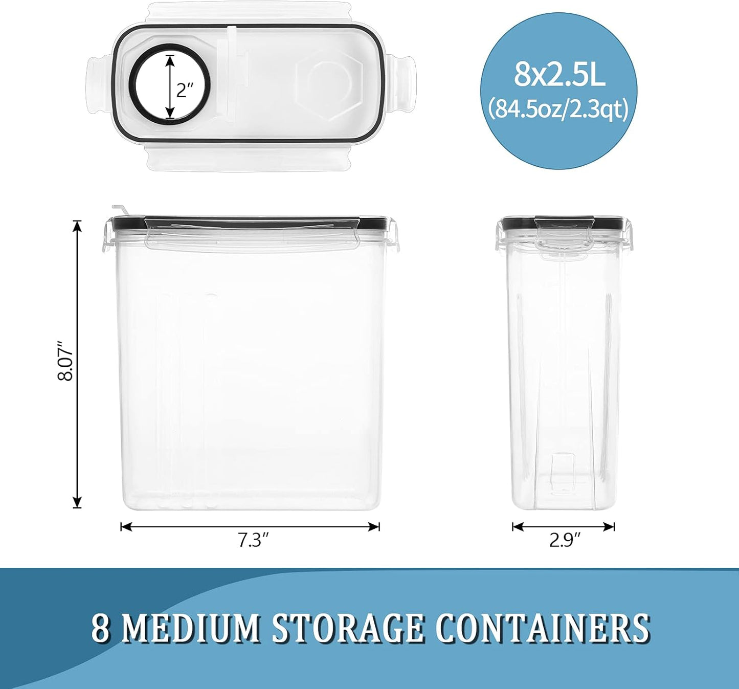Dluxe Ave. Airtight Food Storage with Lid/ BPA-Free/ 20 Labels