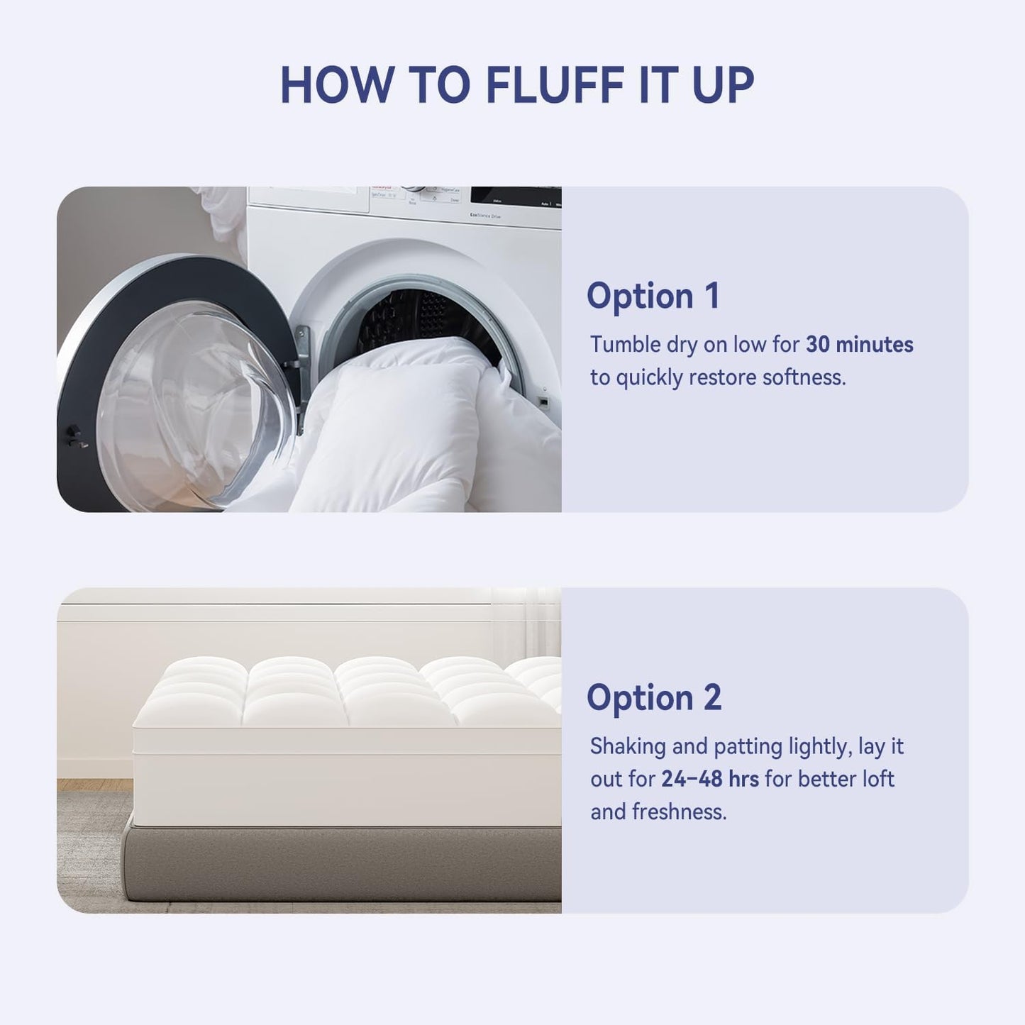 Dluxe Ave. ( FULL/ XL ) Mattress Topper, White